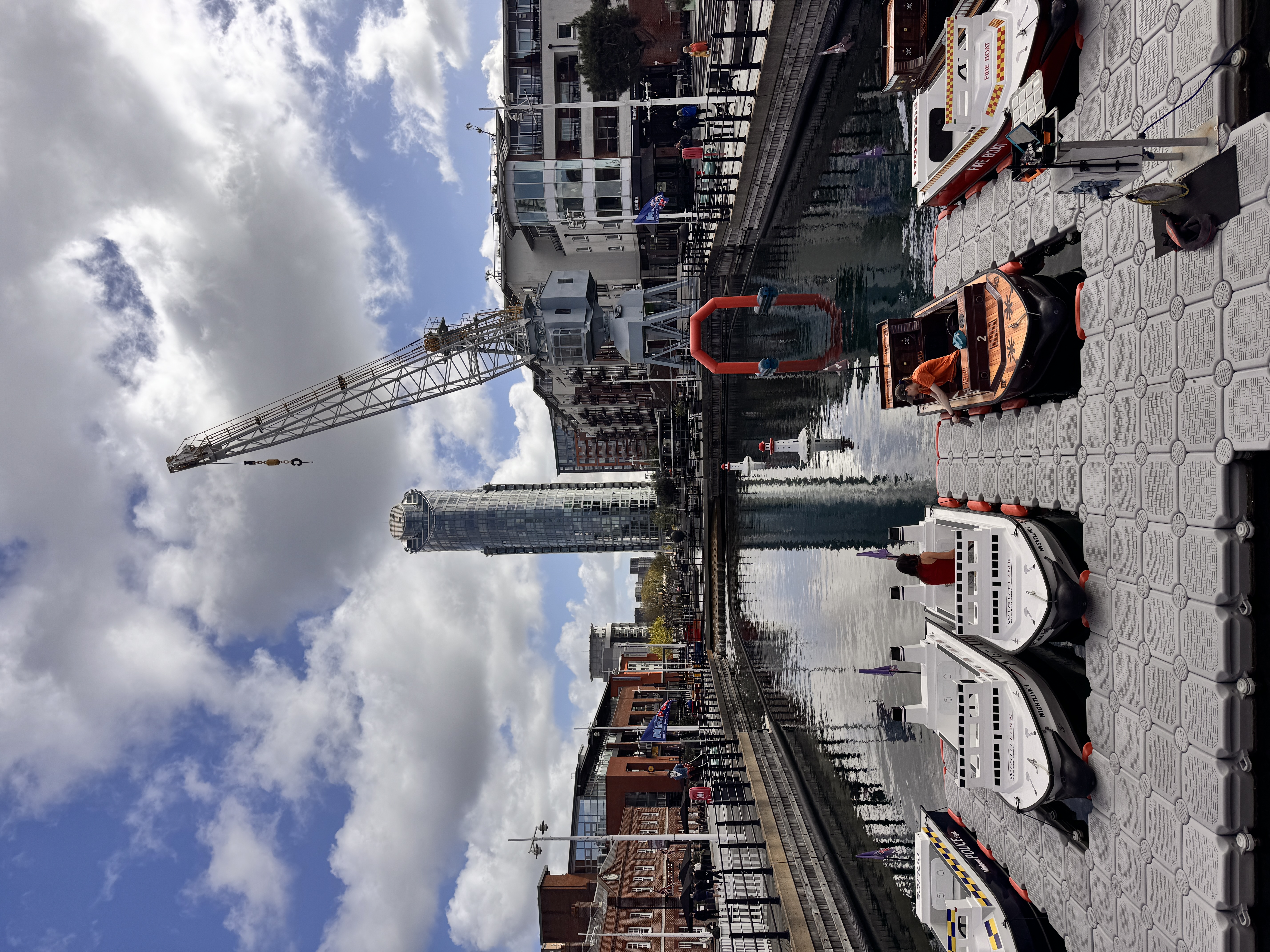 Boats and waterfront view at Gunwharf Quays