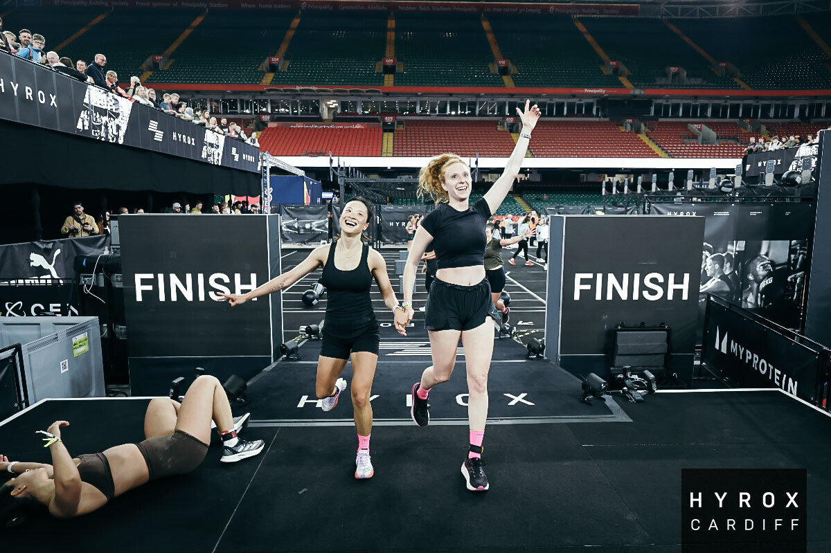 Crossing the finish line at Hyrox Cardiff
